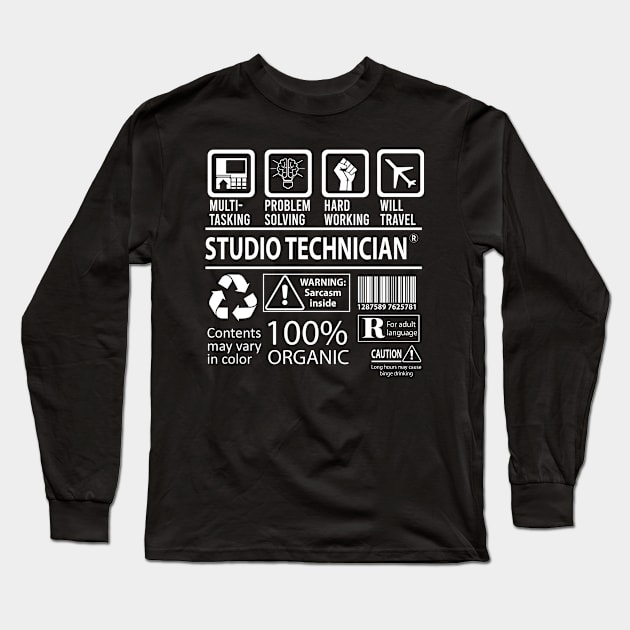 Studio Technician T Shirt - MultiTasking Certified Job Gift Item Tee Long Sleeve T-Shirt by Aquastal